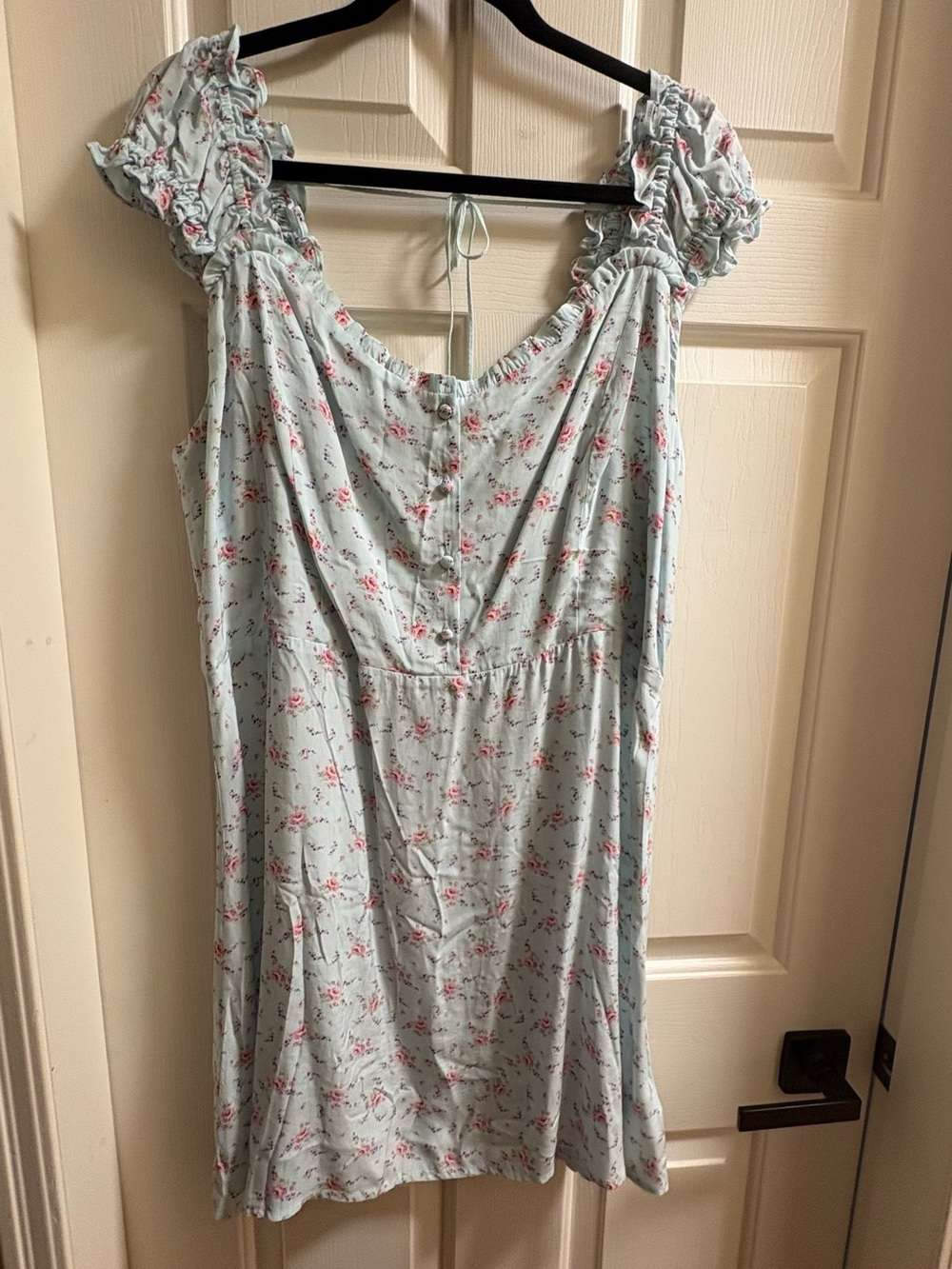 GAP Light Blue Floral Sundress with Pink Roses